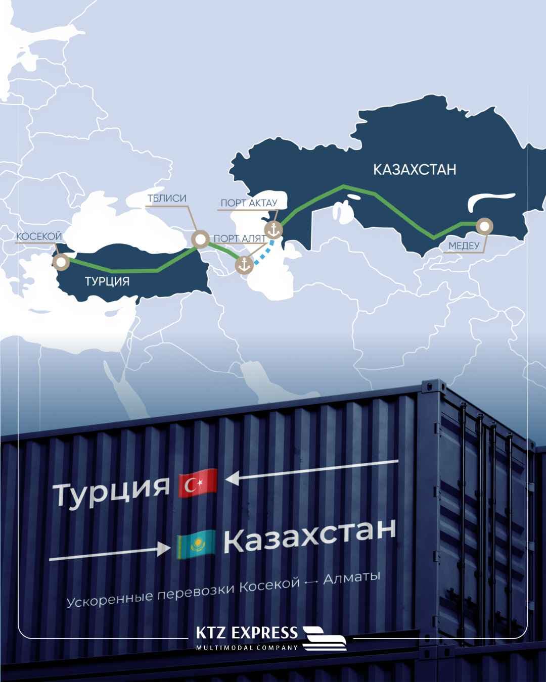 KTZ Express осуществляет регулярные грузоперевозки по маршруту Турция - Казахстан